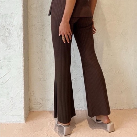 SIR the label Pants - SIR. The Label Ripped Brown Flared Knit Pants
